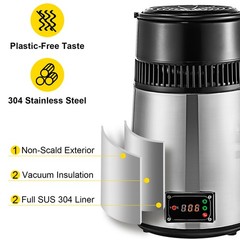 VEVOR 4L Water Distiller Purifier Machine Countertop Stainless Steel Interior