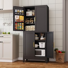 74.8″ H Metal Pantry Cabinet, Adjustable Shelves, Cupboard for Kitchen & Dining