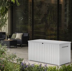 Keter 170 Gal. Resin Deck Box Large Indoor/Outdoor Storage, White