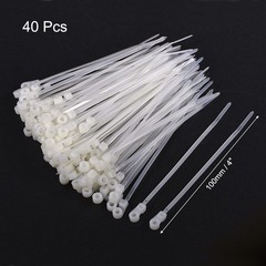 40 x Mount Head Cable Zip Ties 4 Inch Screw Hole Nylon Wire Strap White
