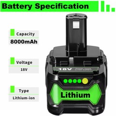 PACK For RYOBI 18V 8Ah 12Ah P108 High Capacity Battery 18Volt Li-Ion One Plus