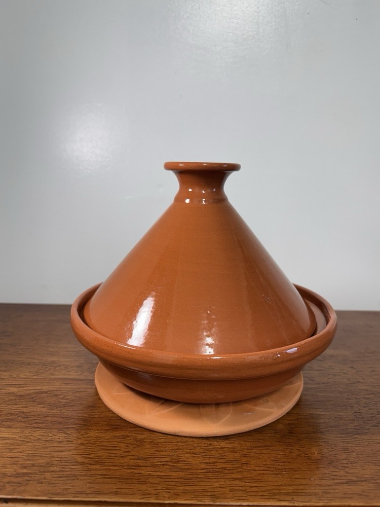 Tunisian Clay Tagine with Base Plate Authentic North African Cooking Pot Tajine