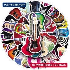 50Pcs Guitar Stickers, Cool Electric Guitar Bass Stickers for Kids Teens Adults,