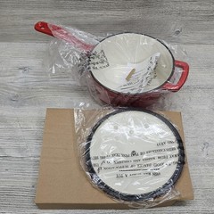 Cuisine & Company 2.5 Qt Enameled Cast Iron Saucepan Red Lid Gas Electric Stove