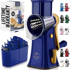 Manual Rotary Cheese Grater 5 Blade Shredder & Vegetable Slicer