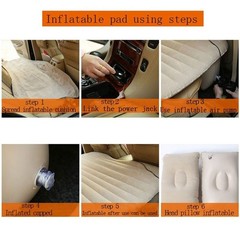 Car Inflatable Mattress Beige, Flocking, Rectangle, Black