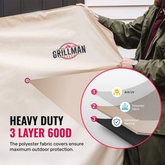 Grillman Grill Cover BBQ Outdoor Grill Covers Charcoal Gas Grills Tan, 58 in 2PK