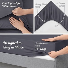 4-Piece Premium Bamboo Blend Bed Sheet Set Deep Pocket Breathable Soft Sheets