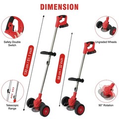 Red Electric Cordless Grass Trimmer Strimmer Garden Edger Cutter w/2 4.0 Battery