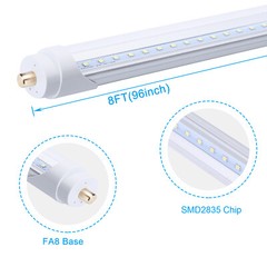 8FT LED Tube Light T8 T12 Single Pin FA8 Bulbs 45W 65W 90W 8Foot LED Shop Light