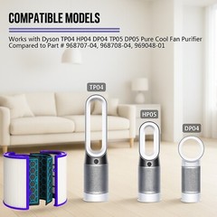 2-IN-1 True HEPA Filter for Dyson Air Purifier HP04 HP06 HP07 HP4B TP4A, 1 Pack