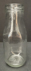 10 oz. Glass Milk Bottles with Reusable Lids and Red & White Straws Lot of 12