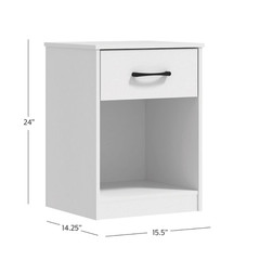 Mainstays Ardent Nightstand, 1-Drawer Bedside Table, Modern End Table, White New