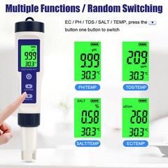 5 In 1 Digital Water Quality Meter Tester Tool PH/TDS/EC/Salinity/Temperature