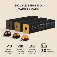 Nespresso Capsules Vertuo Double Espresso Variety Pack, 30-Count Brews 2.7oz