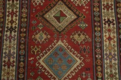 Pre-1900 3×8 Antique Oriental Runner Wool Runner Rug in Multicolor