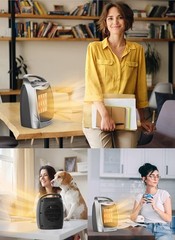 Portable Electric Space Heater with Thermostat, 1500W/750W Safe and Quiet Cerami