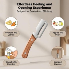 1-3PCS Stainless Steel Peeler with Wooden Handle – Fruit & Vegetable Slicer-NEW