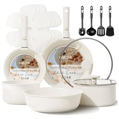 17-Piece Non-Stick Cookware Set with Detachable Handle – Induction & Oven Safe