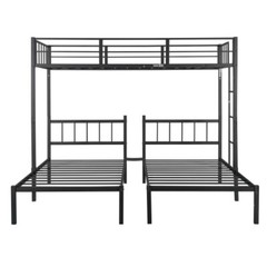 Twin Over Twin & Twin Triple Bunk Bed Platform Bed Frames For Kids Teens Adults