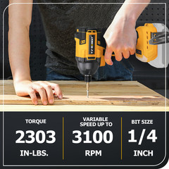 Brushless Cordless Impact Driver For Dewalt 20V Max Battery 1/4″ Compact 2 Speed