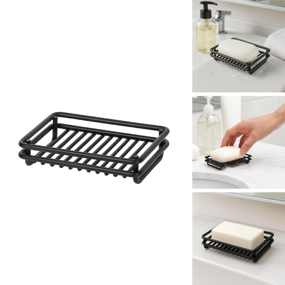 Creative Home Rust Resistant Metal Wire Soap Dish Black 3.1 X 4.4 In 66175