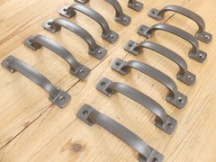 12 Cast Iron Kitchen Cabinet Handles *SOME RUST* Drawer Pulls Nickel Silver Door