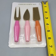 Cheese Knife Set – 3 Pieces with Colored Handles – Hand Wash Only