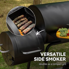 Royal Gourmet Offset Smoker 27.44-in W Black Barrel Charcoal Grill