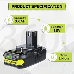 2 PACK 4.0Ah For RYOBI 18V Battery One Plus Compact Lithium-Ion P190 P192 new
