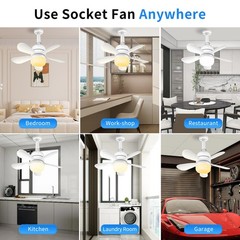 1-4PCS 2 In 1 E27 Ceiling Socket Fan 30W Dimmable LED Light Remote Control