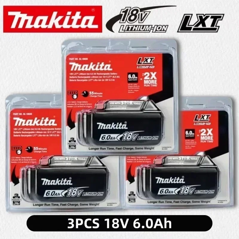 Genuine 3 Pack Makita BL1860B-2 18V LXT Lithium‑Ion 6.0Ah Battery USA-Ship