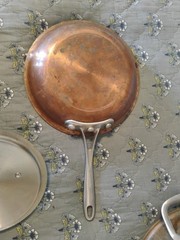 10 pc Calphalon Tri-Clad Copper Bottom Stainless Cookware Set Pots Pans Lids.