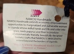 NAWOU Handmade Basket Uganda Fair Trade Coil Wall Hanging Ugandan Women 14″ x 3″