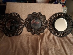 Willow Springs Round 11 R11 3pc Round Wall Mirror Set 10.3in Black Framed