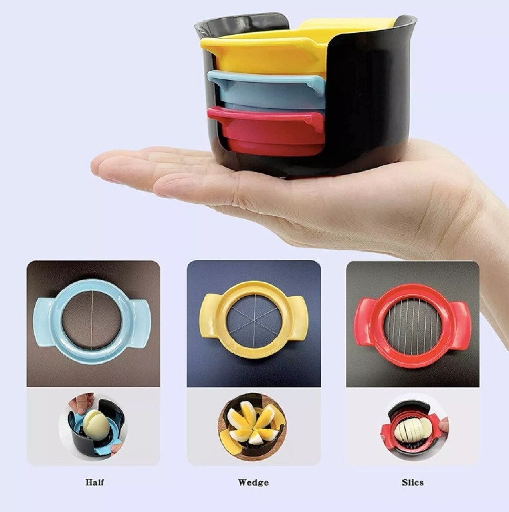 3-in-1 Egg Slicer Cutter & Strawberry Divider – Boiled Egg Slicing Tool