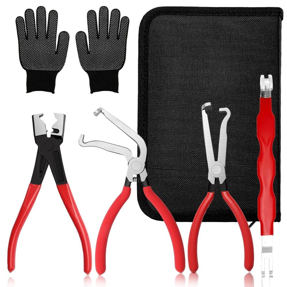 【5-Pcs Kit】Electrical Disconnect Pliers Set w/Gloves – Auto Connector Tool fo…