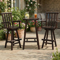 HOMEDIARY Solid Wood Swivel Adirondack Bar Chairs, Outdoor Bar Height Barstools