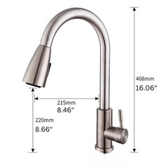 Kitchen Sink Faucet Brushed Nickel Single Handle Swivel Pull Down Sprayer Mixer