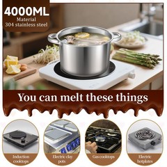304 Stainless Steel Double Boiler with Spatula and Spoon, 4.2QT Dual-Handle P…