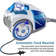 Bagless Canister Vacuum Portable Cyclonic Corded Vacuum Cleaner with HEPA Filter