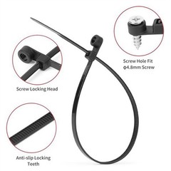 100Pc Nylon Cable Ties with Screw Hole Car Accessory Fixed Head Cable Ties
