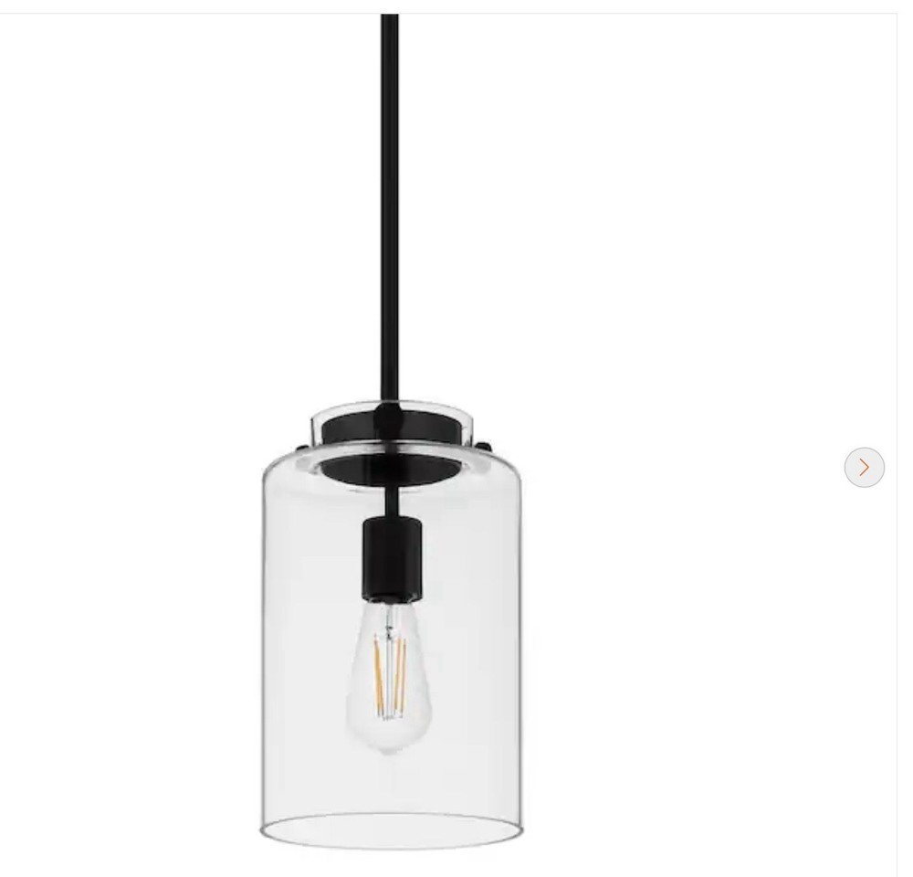 Hampton Bay Mullins 6.75 in. 1-Light Coal Mini Pendant Hanging Light