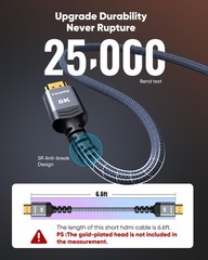 Highwings 8K 10K 4K HDMI Cable 48Gbps 6.6FT/2M, Certified Ultra High Speed 2.1 H