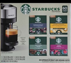 Starbucks Espresso Capsules for Nespresso Vertuo Variety Pack, 60 Counts