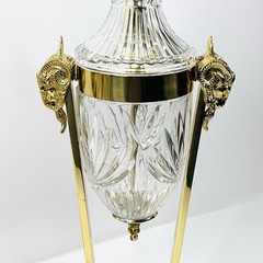 Vintage Regency Rams Head Brass & Crystal Lamps Both Work BEAUTIFUL QUALITY