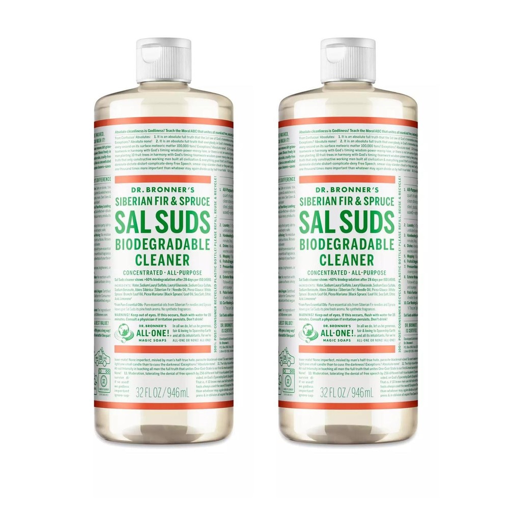 Dr. Bronner’s Sal Suds Biodegradable Cleaner Siberian Fir & Spruce 32oz x2 Pack