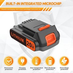 2PACK 20V Lithium-ion 1.5Ah Battery for BLACK DECKER 20 Volt LBXR20 LBX20 LB20