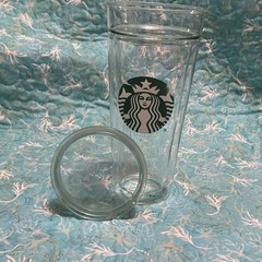 Starbucks Clear Glass 20 oz Tumbler w/ Lid Logo, Hand Wash Only