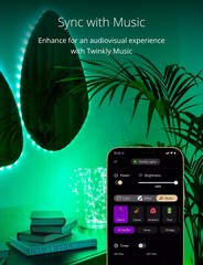 Twinkly Dots Black Wire Light String, Multicolor, 200 RGB LED, 33ft